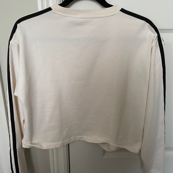 Cream Adidas Crop Sweatshirt - Picture 2 of 5